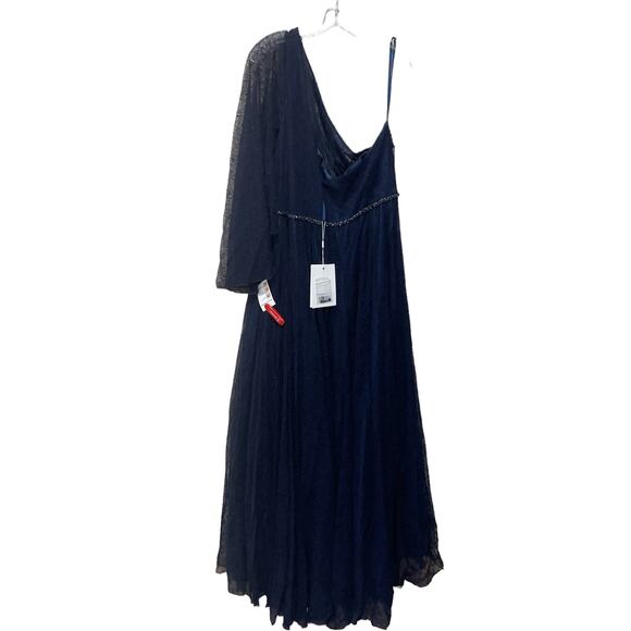 Mac Duggal Embellished One-Shoulder Draped Gown Navy Size 18 - Picture 8 of 8